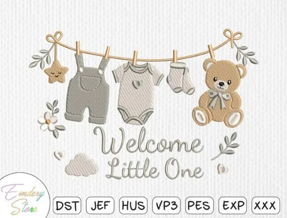Newborn and baby shower machine embroidery design for gifts
