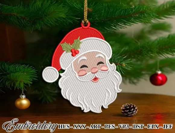 Santa ornament machine embroidery design for a 4x4 hoop