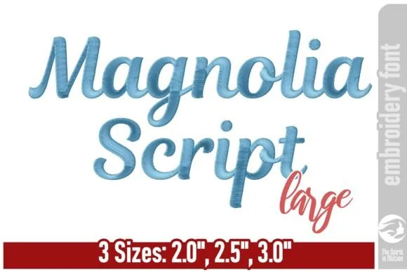 Magnolia script embroidery font with BX file