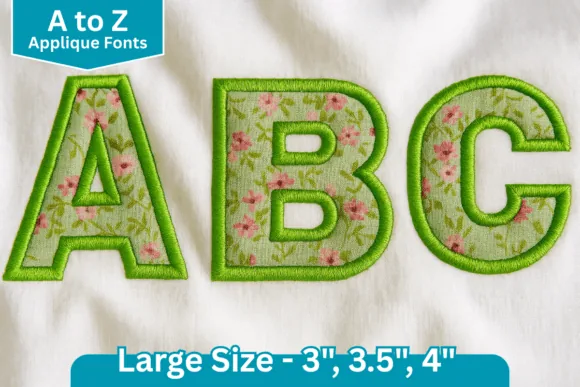 Bold applique block embroidery font for tote bags