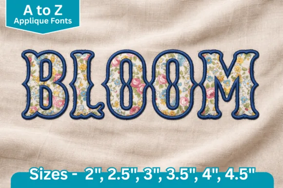 Satin line edge applique embroidery font alphabet