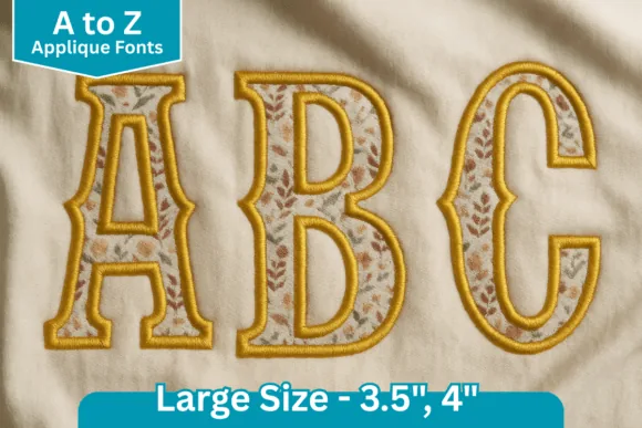 Vintage serif applique embroidery font