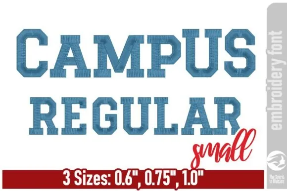 Campus regular varsity embroidery font for small monograms