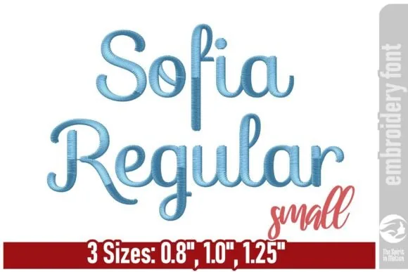 Sofia Regular small embroidery script font in three sizes