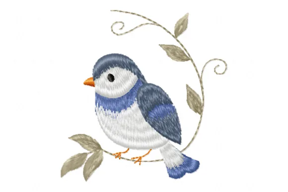 Cute bird free machine embroidery design for a 4x4 hoop