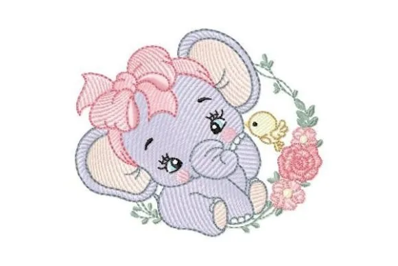 Baby elephant free machine embroidery design for a 4x4 hoop