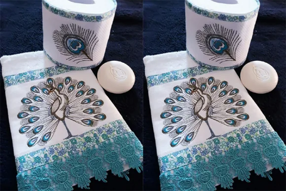 Cute peacock free machine embroidery design in two sizes