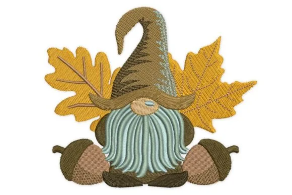 Happy fall gnome free machine embroidery design