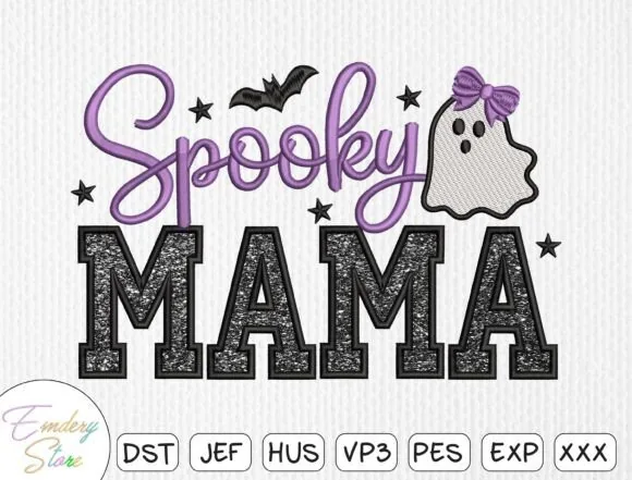 Spooky Mama Halloween embroidery design for sweatshirts