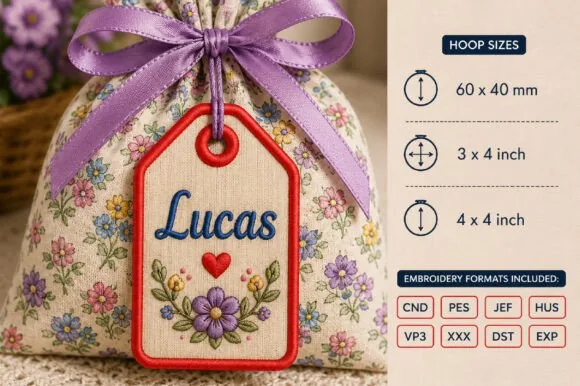 ITH blank classic tag embroidery design for personalization