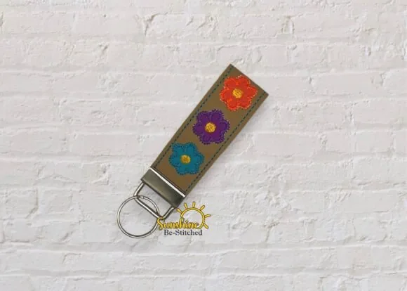 ITH flower applique key fob embroidery design