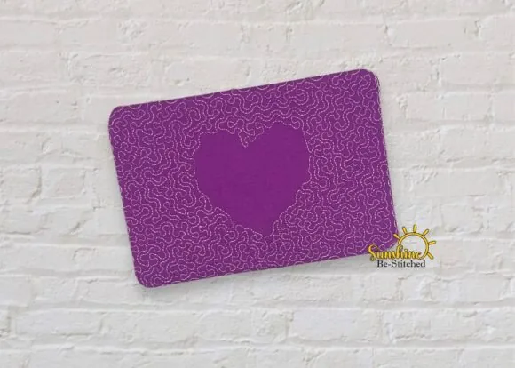 ITH heart mug rug machine embroidery design