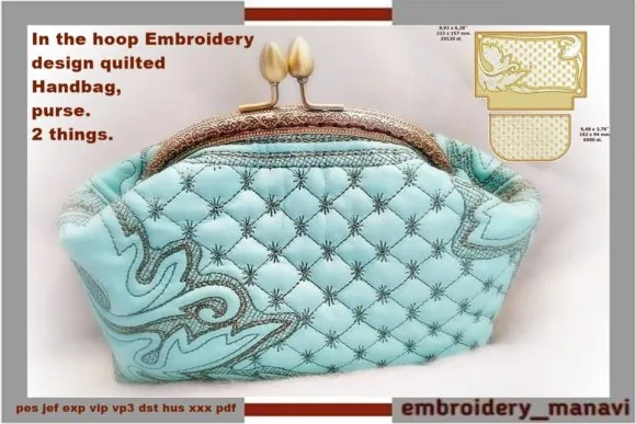 In the hoop quilted bag purse machine embroidery design